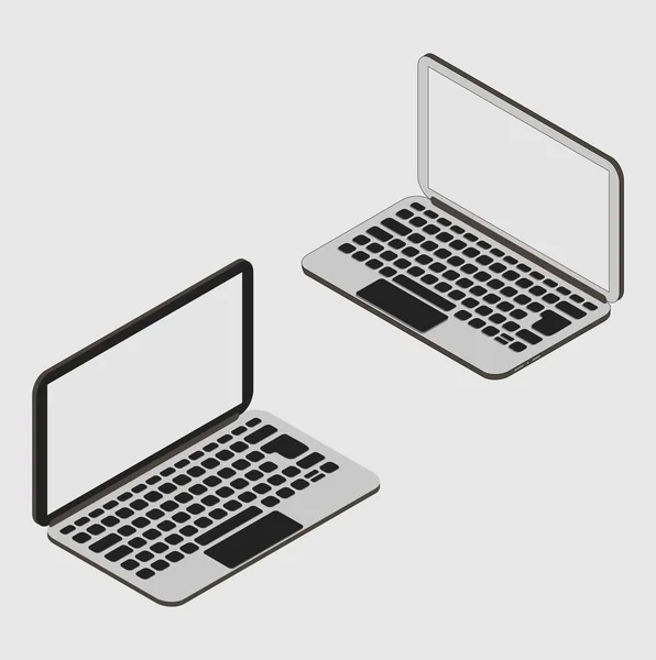 Digitale Silberne Und Schwarze Laptops Auf Weißem Hintergrund Vektor — Stockvektor