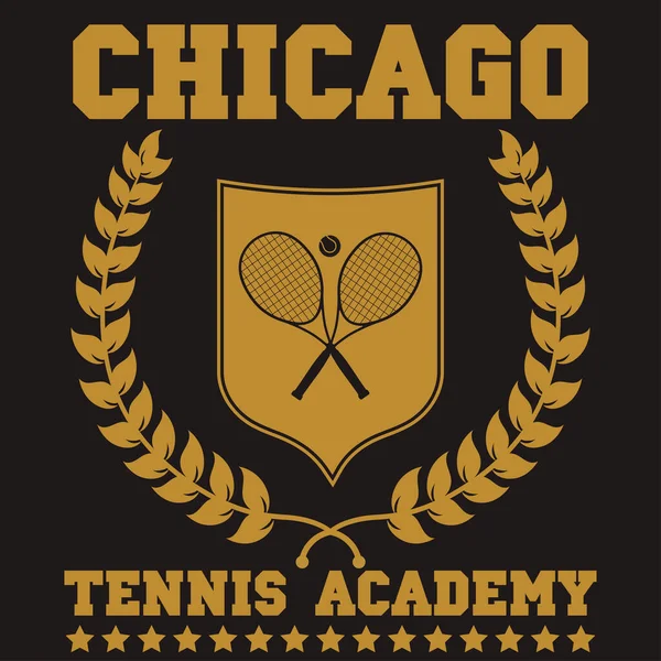 Chicago Tennis Academy Shirt Design Shirt Und Bekleidungsdruck Mit Tennisschläger — Stockvektor