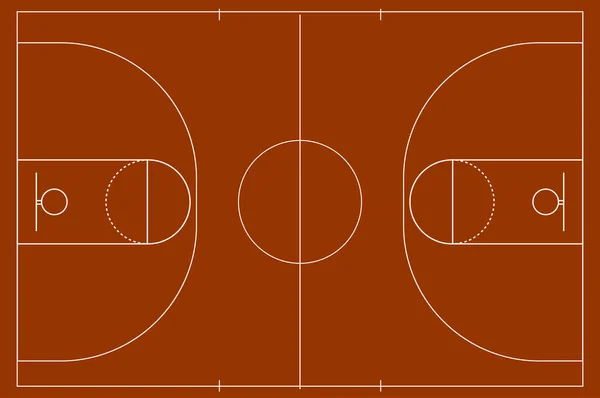 偏僻的篮球场 在棕色的场地上进行球类运动 现场的竞技运动 有标记的体育场矢量股票图形 为网站和应用程序制定策略 — 图库矢量图片