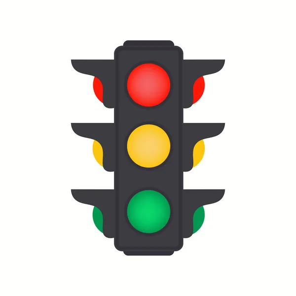 Trafikljussignal Med Röd Gul Och Grön Färg Platt Ikon För — Stock vektor