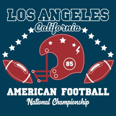Amerikan futbolu grafiği, moda ve baskı için üniversite vektör grafiği. Vektör illüstrasyonu