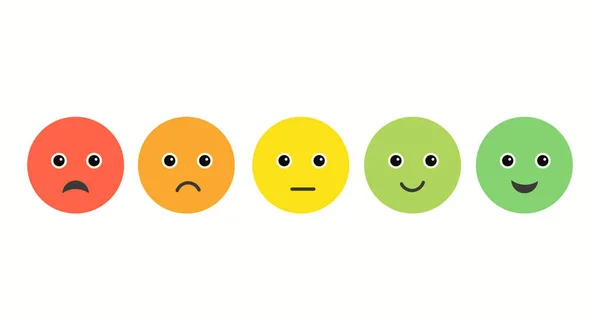 面对反馈 满意程度向量图标 愉快而悲伤的坏客户情绪 彩色脸我们需要你的反馈 — 图库矢量图片