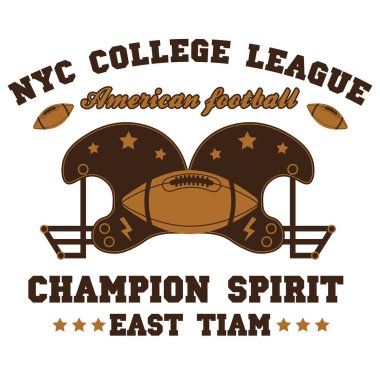 Amerikan Futbol Ligi logosu. Toplu klasik futbol logosu. Amerikan Futbol Topu. Moda retro logosu. Mesajlı ve toplu klasik poster. Vektör illüstrasyonu