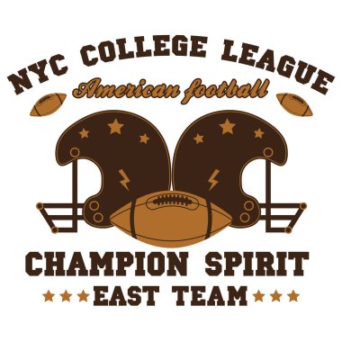 Amerikan Futbol Ligi logosu. Toplu klasik futbol logosu. Amerikan Futbol Topu. Moda retro logosu. Metin ve top ile klasik poster