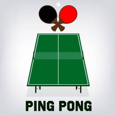 Ping pong poster şablonu. Masa ve Masa Tenisi için raketler. Vektör Illustration