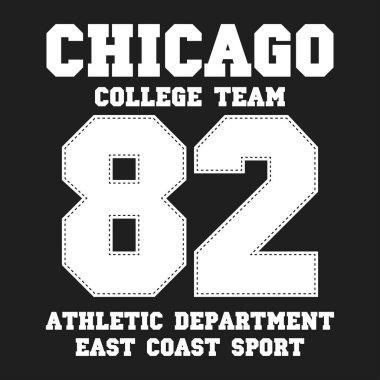 Chicago Sport tipografi amblemi, tişört atletik giyim tasarımı grafik baskı - vektör