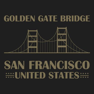 San Francisco Köprüsü Logo tasarım şablonu. Köprü vektör şablonunun basit ve düz tasarımı. İş için köprü logosu. Vektör