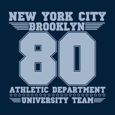 New York spor kıyafetleri, atletik tişört grafiği. Orijinal kıyafet tasarımı. Vektör illüstrasyonu