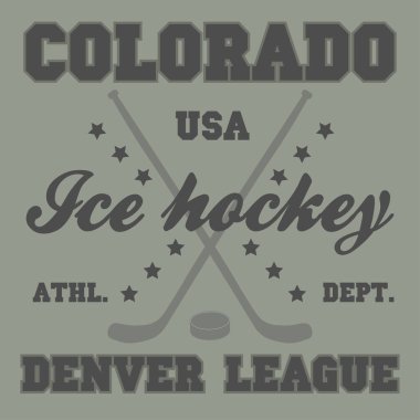 Colorado hokey spor sloganı tişört ya da kazak, kapüşonlu. Vektör illüstrasyonu