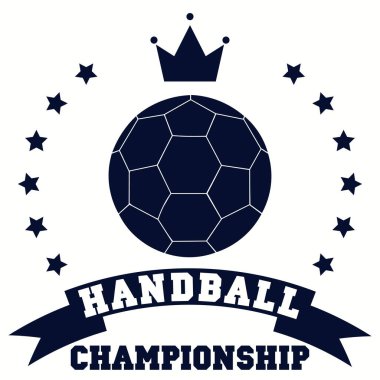 Hentbol, top ikonu. Tasarım posteri, logo, amblem, etiket, pankart, simge için desen. İzole edilmiş arkaplan vektör illüstrasyonunda Hentbol şablonu