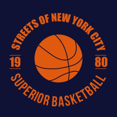 Spor basketbol tipografisi, tişört NYC, vektör illüstrasyonu