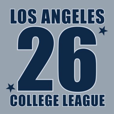 Üniversite Los Angeles takımının tişört tipografisi. Okul takımının sloganı tişört, spor kıyafeti baskısı. Vektör illüstrasyonu.