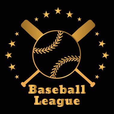 Beyzbol ligi amblemi. Tişört için grafiksel tasarım. Vektör ve illüstrasyon