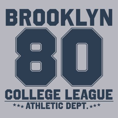 Moda Typography Grafikleri. Brooklyn Spor Tişörtü Tasarımı, vektör illüstrasyonu