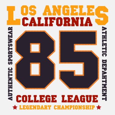 Moda Typography Grafikleri. Los Angeles Spor Tişörtü Tasarımı, vektör illüstrasyonu