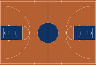 Basketbol sahası vektör ikonu. Basketbol sahası illüstrasyonu. Basketbol spor sahası