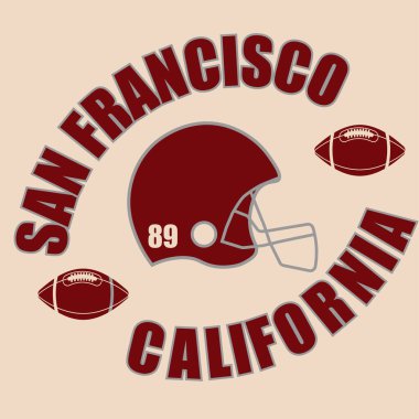 Grafik için Amerikan futbol takımı kask illüstrasyonu ile yazdır - Vektör illüstrasyonu