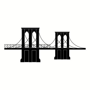 Brooklyn Köprüsü Siyah ve Beyaz Simge. Vektör illüstrasyonu