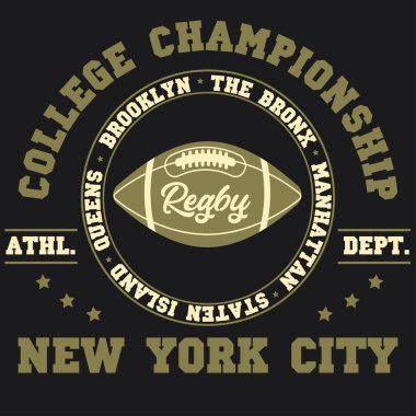 Rugby T-shirt Baskı Tasarımı, orijinal spor kıyafetleri. Vektör illüstrasyonu