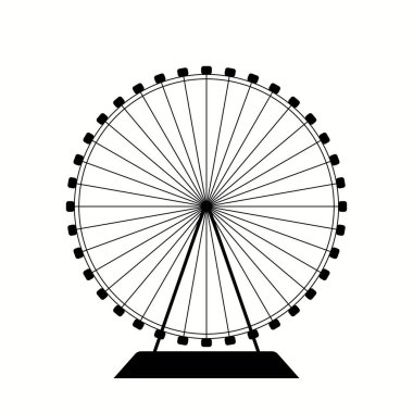 Dönme dolap siyah siluet vektör çizimi. Dönme dolap grafiği