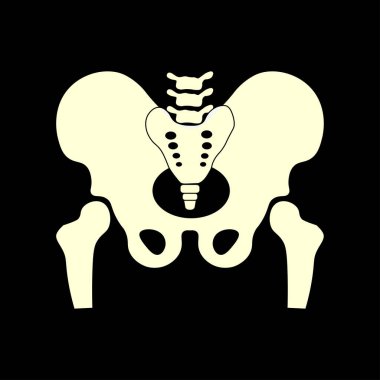 Siyah arka planda kalça kemiği simgesi. Vektör illüstrasyonu