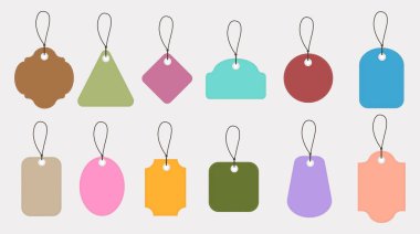 Boş renkli fiyat etiketleri. Alışveriş etiketleri. Vektör illüstrasyonu.