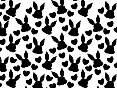 Sevimli tavşan siluetiyle kusursuz desen.