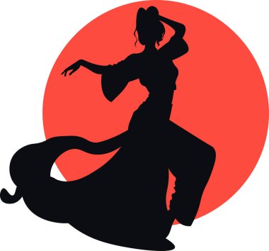 Ay 'a karşı doğulu bir dansçının silueti