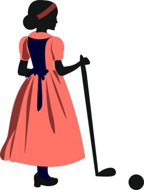 Pembe elbiseli, kayıt döneminin kızının silueti.