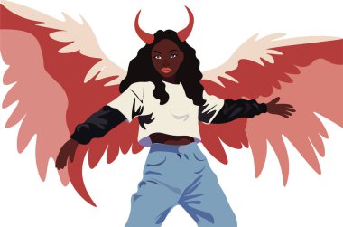 Pembe boynuzlu ve pembe gözlü bir şeytan.