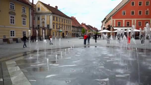 Piața Principală Din Maribor Primăria Monumentul Ciumei Piața Principală Din — Videoclip de stoc
