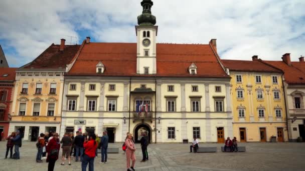 Oud Gemeentehuis Maribor Slovenië Gemeentelijk Bestuur Maribor Het Centrale Plein — Stockvideo
