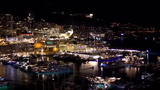 Monte Carlo Uitzicht Nachtzicht Monaco Monaco Stad Kleine Staat Aan — Stockvideo