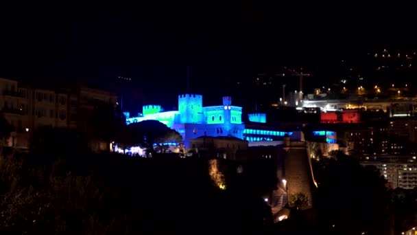 Княжеский Дворец Монако Официальная Резиденция Правителей Монако Семьи Гримальди Вид — стоковое видео