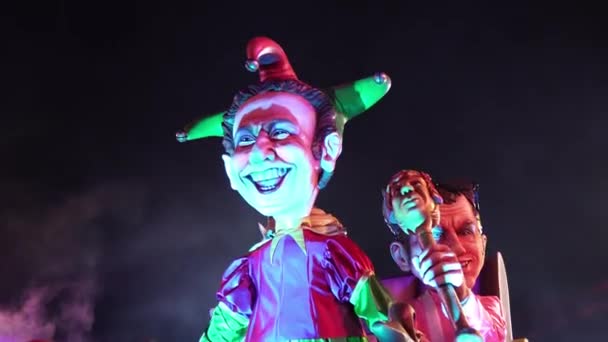 Carnival Nice Parade Light Colorful Images Masks Tourists All World — Wideo stockowe