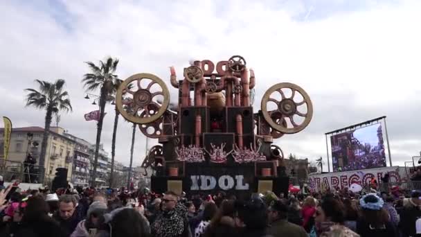 Carnival City Viareggio Parade Giant Cartoon Papier Mch Installations Millions — Wideo stockowe