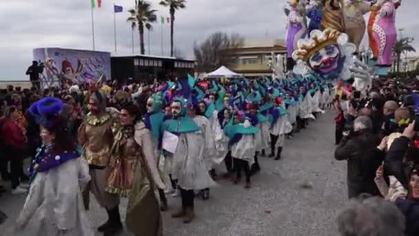 Carnival City Viareggio Parade Giant Cartoon Papier Mch Installations Millions — Stock Video
