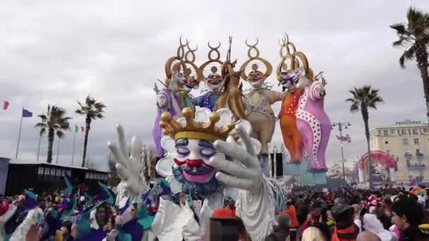 Carnival City Viareggio Parade Giant Cartoon Papier Mch Installations Millions — 图库视频影像