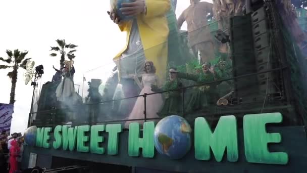 Carnival City Viareggio Parade Giant Cartoon Papier Mch Installations Millions — Vídeo de stock