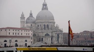 Cathedral of Santa Maria della Salute. Cathedral Church in Venice on the Grand Canal in the Dorsoduro area. Foggy day