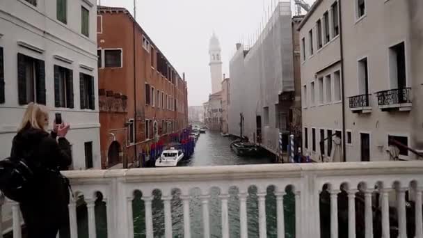 Venice Covered Fog Capital Region Same Name Northern Italy Channel — Vídeo de Stock