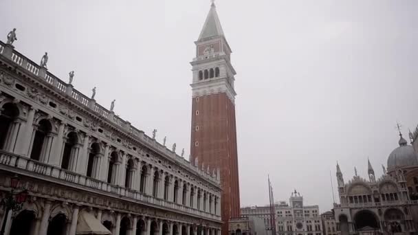 Mark Square Main City Square Venice Italy Bell Tower City — Stockvideo