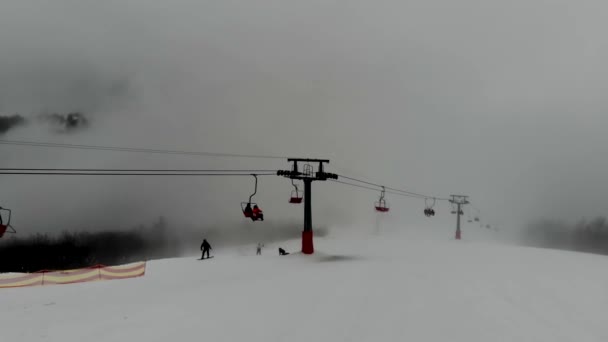 Shot Drone Funicular Himba Mountain Ski Resort Pylypets Carpathians Ukraine — Vídeos de Stock