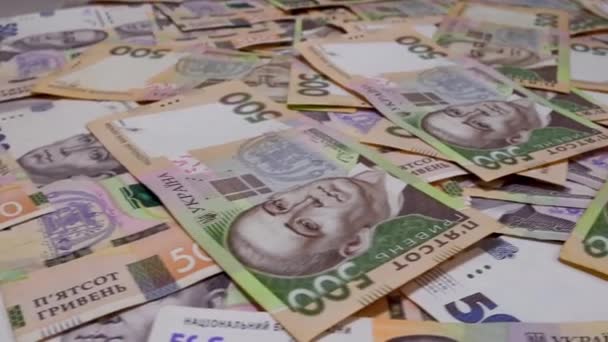 Ukraińska Waluta Nominał 500 Hrywien Duże Pieniądze Narodowy Bank Ukrainy — Wideo stockowe