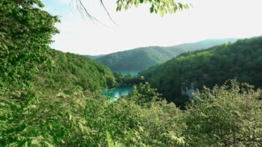 Hırvatistan 'daki Plitvice Lakes Ulusal Parkı. Yedek Plitvice Gölleri. Yüksek miktarda kalsiyum karbonat. Hırvatistan 'daki ulusal park. Şelaleler ve kireçtaşı kanyonuyla birbirine bağlı 16 gölden oluşan bir şelale..