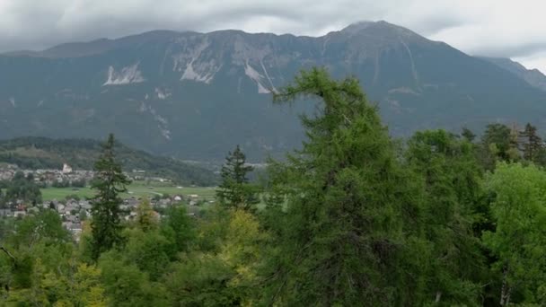 Slovenya Kalesi Nden Alpler Şehir Manzarası Slovenya Kalesi Gitti Bled — Stok video