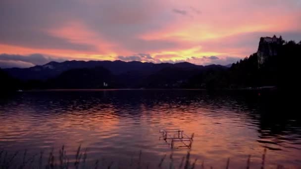 Sunset Lake Bled Slovenia Bled Castle Its Environs Bled Castle — Stock Video