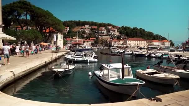 Isla Hvar Croacia Isla Turística Croata Mar Adriático Embankment Isla — Vídeos de Stock