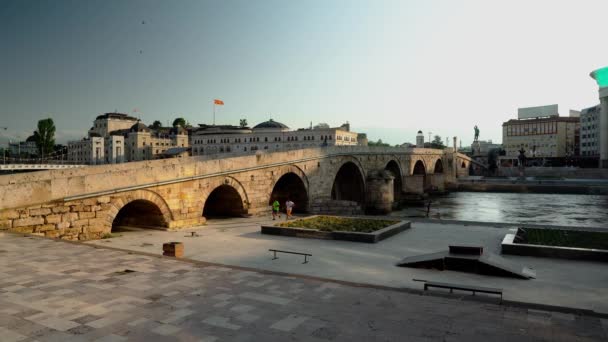 Кам Яний Міст Століття Єднує Османський Старий Базар Арій Північному — стокове відео