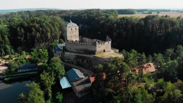 Drón Kilátás Kost Erődre Cseh Köztársaság Középkori Kastélya Cseh Paradicsom — Stock videók